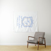 ウォーターカラーデザイナー ブルー モノグラム クレスト 結婚式 タペストリー (インサイチュ(横))