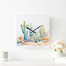 ウォーターカラーデザートイラストレーション スクエア壁時計
