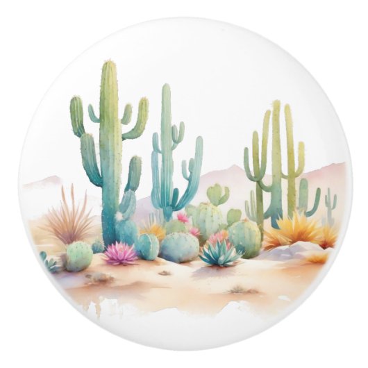 ウォーターカラーデザートイラストレーション セラミックノブ (正面)