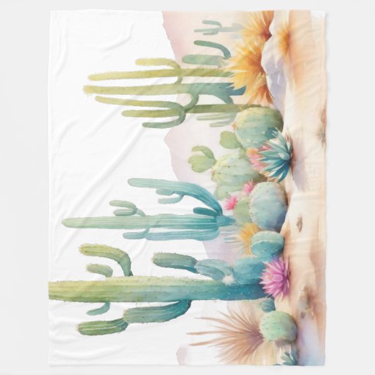 ウォーターカラーデザートイラストレーション フリースブランケット (正面)