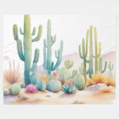 ウォーターカラーデザートイラストレーション フリースブランケット (正面(横))