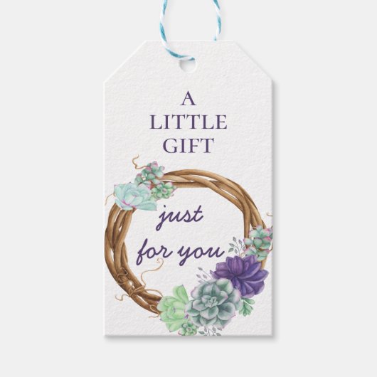 ウォーターカラーデザートガーデンサクカンス素朴リース ギフトタグ (正面)