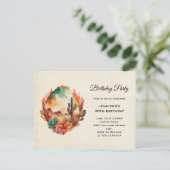 ウォーターカラーデザートサボテンと山の誕生日 インビテーションポストカード (スタンド正面)