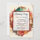 ウォーターカラーデザートサボテンと山の誕生日 招待状 (裏面)