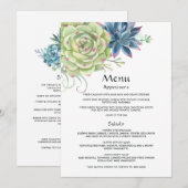 ウォーターカラーデザートサボテン多肉植物の結婚式 メニュー (正面/裏面)
