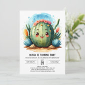 ウォーターカラーデザートシックサボイ誕生日 招待状 (スタンド正面)