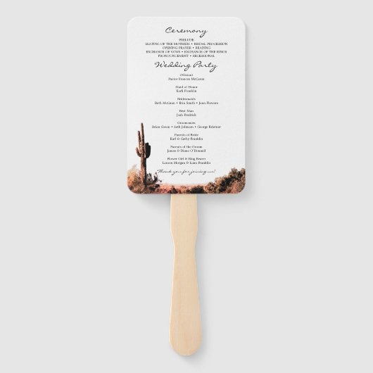 ウォーターカラーデザート結婚式 プログラムファン ハンドファン (裏面)