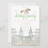 ウォーターカラーデルビーパーティージョッキー建築エレガント 招待状 (正面)