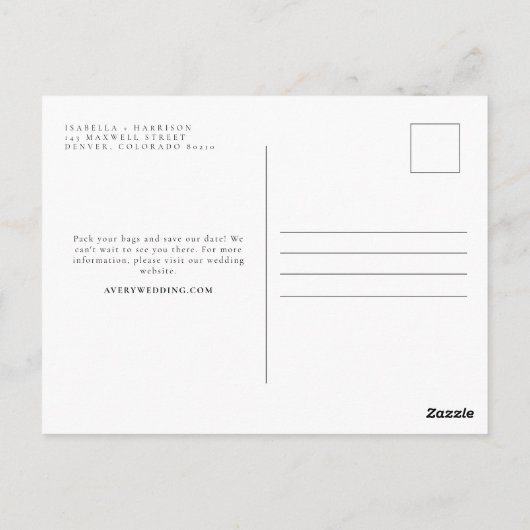 ウォーターカラーデンバーコロラドスキーマウンテンスカイライン ポストカード (裏面)