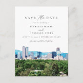 ウォーターカラーデンバーコロラドスキーマウンテンスカイライン ポストカード (正面)