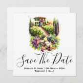 ウォーターカラートスカンヴィライタリアンワイナリーイタリアシック 招待状 (正面/裏面)