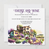 ウォーターカラートスカーンヴィラチーズワインヴィンヤードつる植物 招待状 (正面)