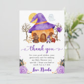 ウォーターカラートリックまたはハロウィーンベイビーシャワーを治療 サンキューカード (スタンド正面)