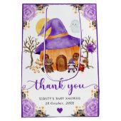 ウォーターカラートリックまたはハロウィーンベイビーシャワーを治療 ミディアムペーパーバッグ (裏面)