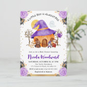 ウォーターカラートリックまたはハロウィーンベイビーシャワーを治療 招待状 (スタンド正面)