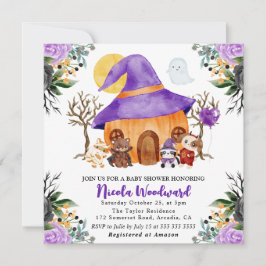 ウォーターカラートリックまたはハロウィーンベイビーシャワーを治療 招待状