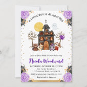 ウォーターカラートリックまたはハロウィーンベイビーシャワーを治療 招待状 (正面)