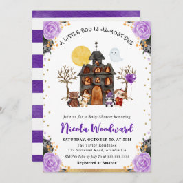 ウォーターカラートリックまたはハロウィーンベイビーシャワーを治療 招待状