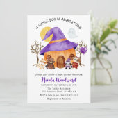 ウォーターカラートリックまたはハロウィーンベイビーシャワーを治療 招待状 (スタンド正面)