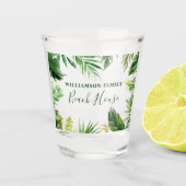 ウォーターカラートロピカルグリーンリーファミリービーチハウス ショットグラス (正面)