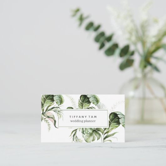 ウォーターカラートロピカルトレンディーエレガントシモダンック 名刺 (スタンド正面)