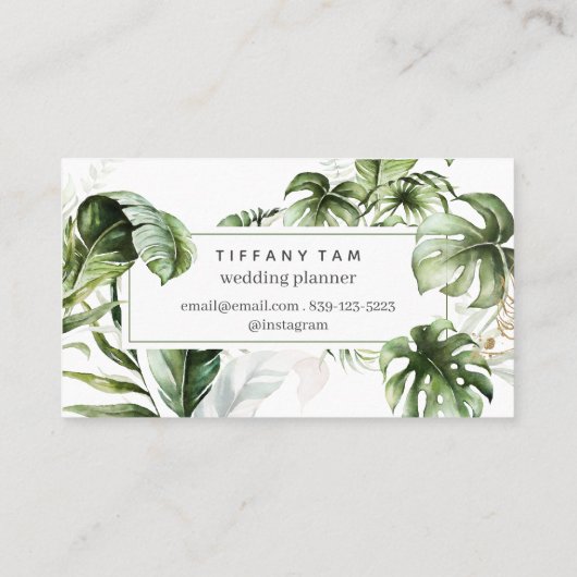 ウォーターカラートロピカルトレンディーエレガントシモダンック 名刺 (裏面)