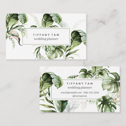 ウォーターカラートロピカルトレンディーエレガントシモダンック 名刺 (正面/裏面)