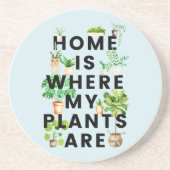 ウォーターカラートロピカルハウスプラントガーデニング引用文 コースター (正面)