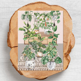 ウォーターカラートロピカルハウスプラント ポストカード