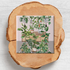 ウォーターカラートロピカルハウスプラント 缶バッジ