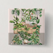 ウォーターカラートロピカルハウスプラント 缶バッジ (正面)