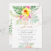ウォーターカラートロピカルパラダイスブライダルシャワーインビタット 招待状 (正面/裏面)