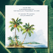 ウォーターカラートロピカルパームツリーズビーチ スクエア名刺
