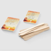 ウォーターカラートロピカルビーチサンセット結婚式 プログラム ハンドファン (組立なし)