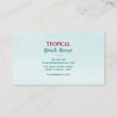 ウォーターカラートロピカルピンクフローラビーチハウス 名刺 (裏面)