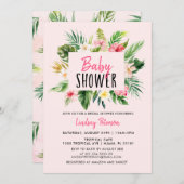 ウォーターカラートロピカルフラワーベビーシャワー招待状 招待状 (正面/裏面)
