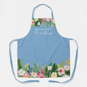 ウォーターカラートロピカルフローラハウスファミリーブルー エプロン (正面)