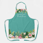 ウォーターカラートロピカルフローラビーチハウスファミリー名 エプロン (正面)