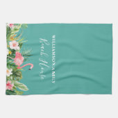 ウォーターカラートロピカルフローラビーチハウス キッチンタオル (横)