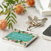 ウォーターカラートロピカルフローラビーチハウス キーホルダー (側面)