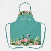 ウォーターカラートロピカルフローラファミリーネームビーチハウス エプロン (正面)