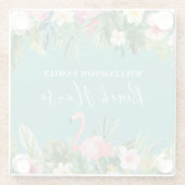 ウォーターカラートロピカルフローラファミリーネームビーチハウス ガラスコースター (裏面)