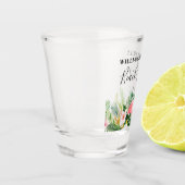 ウォーターカラートロピカルフローラファミリーネームビーチハウス ショットグラス (左)