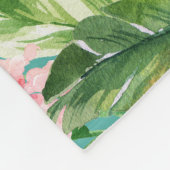 ウォーターカラートロピカルフローラファミリーネームビーチハウス フリースブランケット (角)