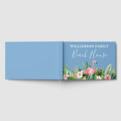 ウォーターカラートロピカルフローラファミリービーチハウスブルー ゲストブック (全面)