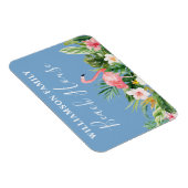 ウォーターカラートロピカルフローラファミリービーチハウスブルー マグネット (右側)