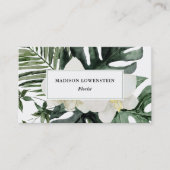 ウォーターカラートロピカルランモンステラグリーンリー 名刺 (正面)