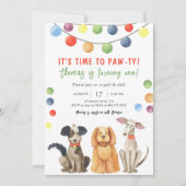 ウォーターカラードッグの子供の誕生日パーティー 招待状 (正面)