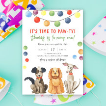 ウォーターカラードッグの子供の誕生日パーティー