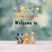 ウォーターカラードッグの子供の誕生日 アクリルサイン (ニュートラル)